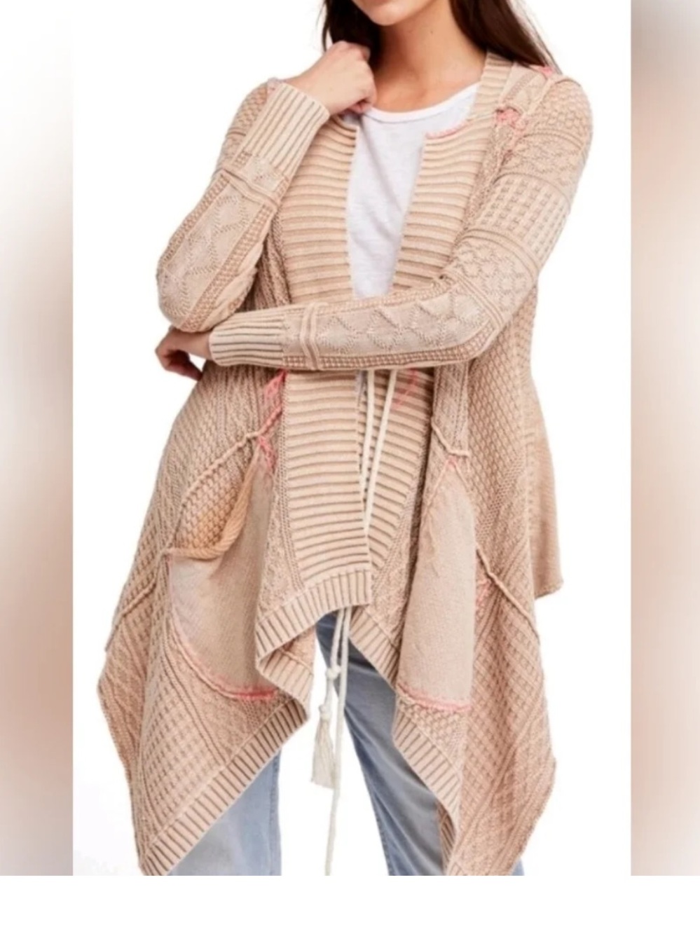 Free People All Washed Out Asymmetrical Knit Cardigan sweater size S